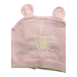 Nanan Cappello Tinta Unita Con Ricamo Orso Rosa Per Neonata