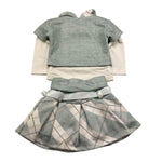 MINI KISS completo 3 pezzi t-shirt-shirt-gonna Verde acqua per Neonata 4605 VERDE ACQUA MINI KISS 