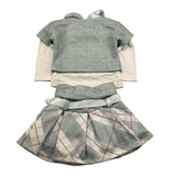 MINI KISS completo 3 pezzi t-shirt-shirt-gonna Verde acqua per Neonata 4605 VERDE ACQUA MINI KISS 
