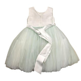 Bella Brilli Abito Cerimonia Bicolor Con Gonna Tulle,Giromanica Bianco/Verde Per Bambina