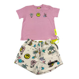 Barrow Kids Completo T-Shirt-Short Tinta Unita Con Stampe In Contrasto Bianco Per Bambina