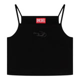 Diesel Canotta Bretelline Tinta Unita con Stampa Brillantinata per Bambina J02201 NERO DIESEL 