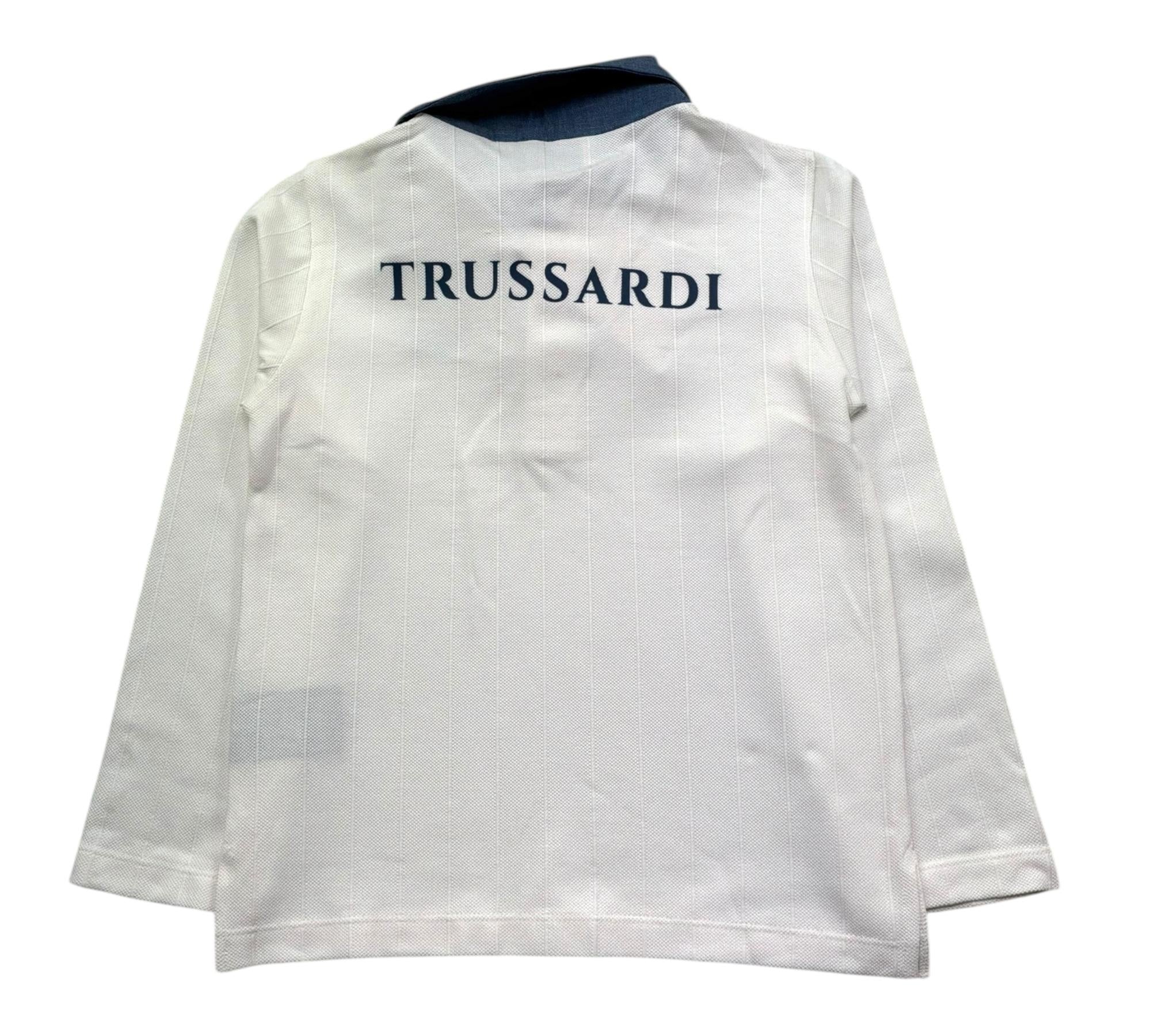 Trussardi Polo Manica Lunga Tinta Unita con Logo per Bambino TBP26134PO BIANCO TRUSSARDI 
