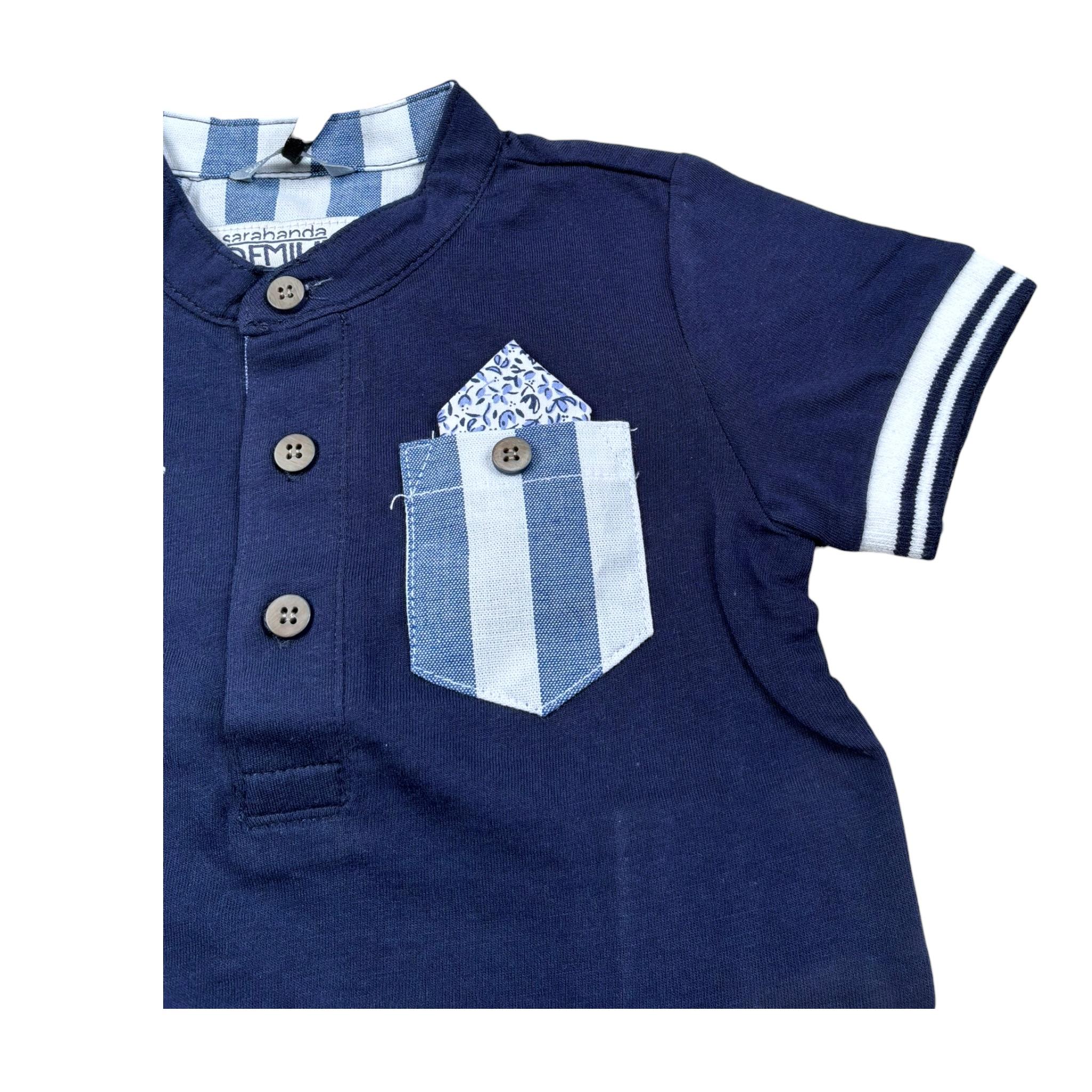 Sarabanda Polo Mezza Manica Tnta Unita con Taschino per Neonato 0J510 BLU SARABANDA 