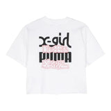 Puma T-Shirt Tinta Unita Girocollo con Logo per Bambina 624723 BIANCO PUMA 