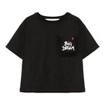 Simonetta T-Shirt Girocollo Tinta Unita con Taschino per Bambina SW8A31 NERO SIMONETTA 