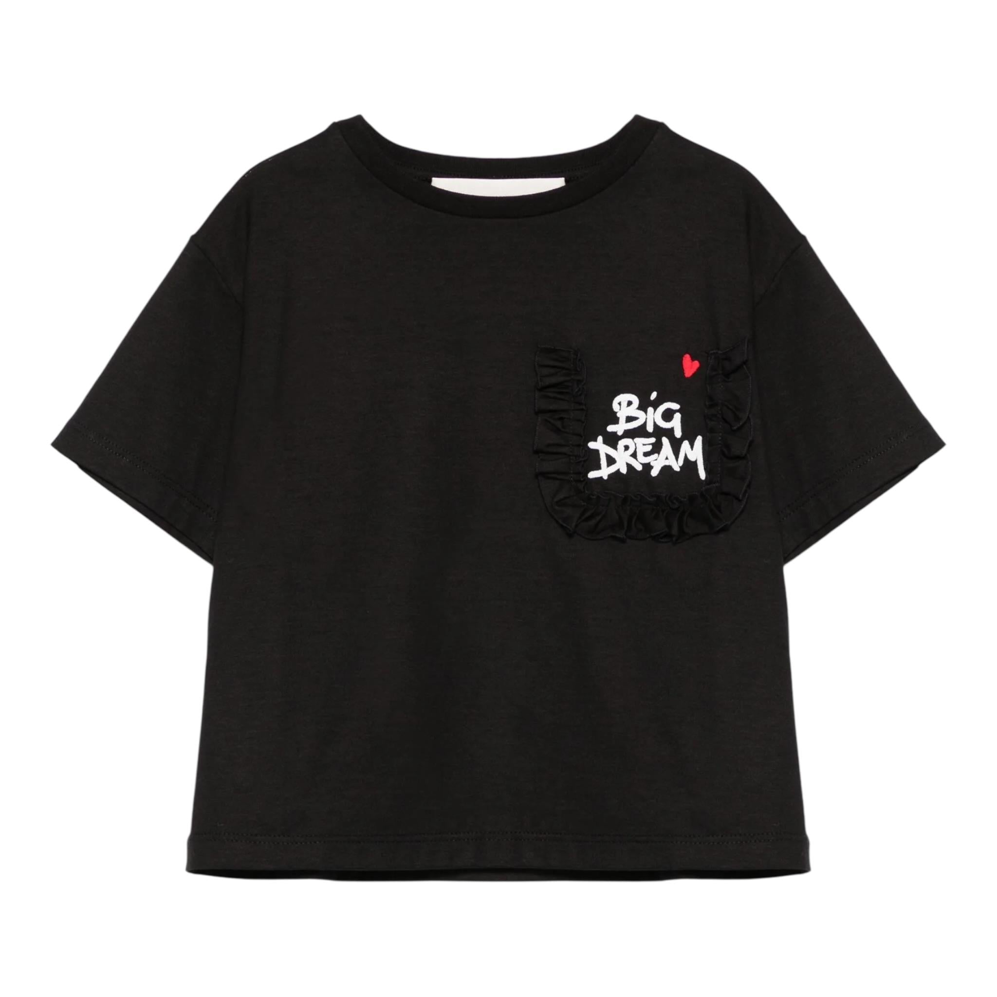 Simonetta T-Shirt Girocollo Tinta Unita con Taschino per Bambina SW8A31 NERO SIMONETTA 