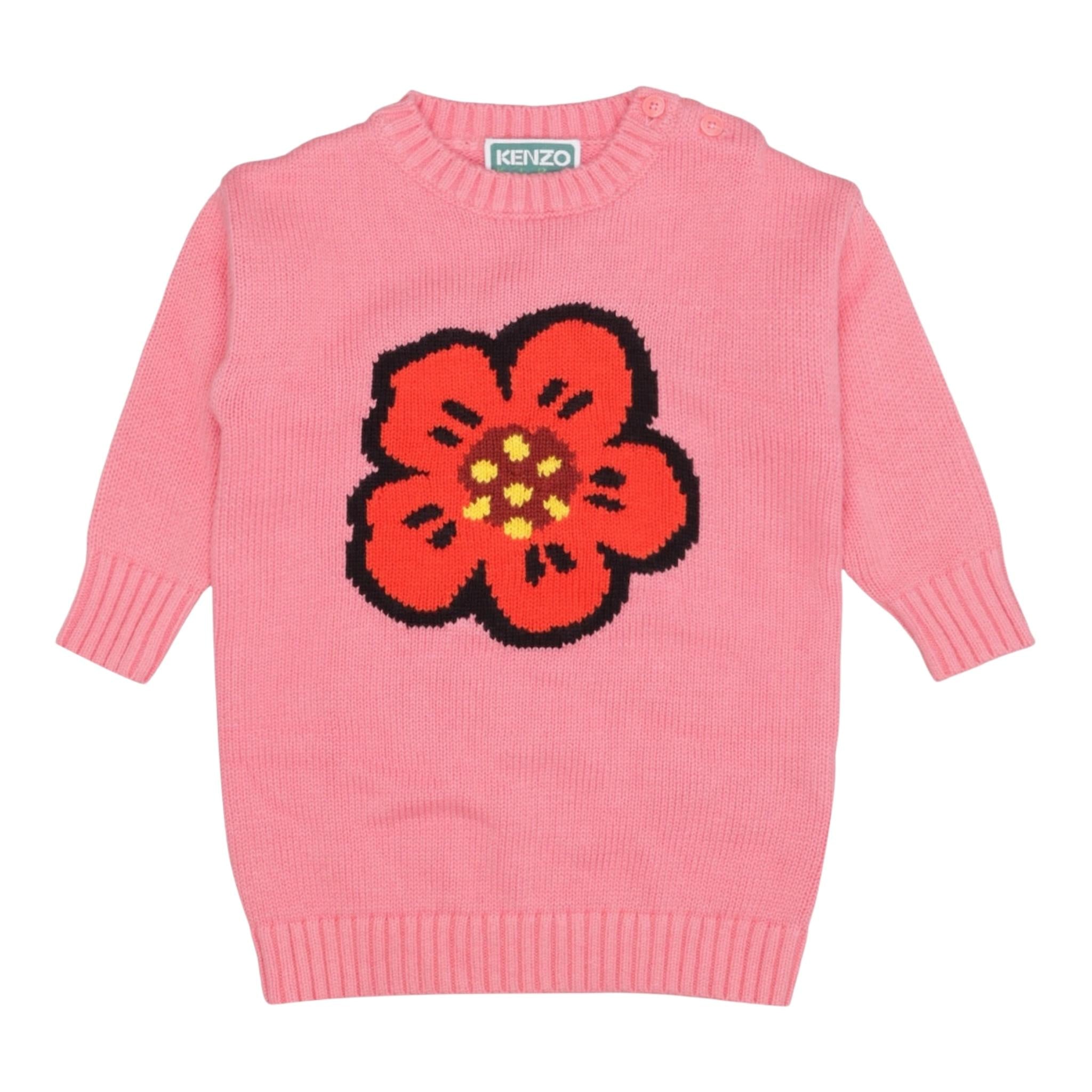 KENZO abito in maglia tinta unita Rosa per Bambina K60479 ROSA KENZO 