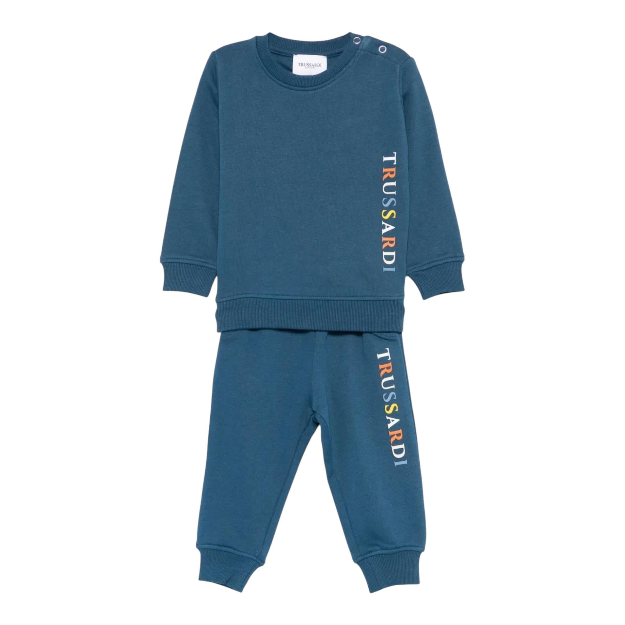 TRUSSARDI completo 2pz felpa-pantalone tinta unita Blu per Neonato TIA24121CFNX BLU TRUSSARDI 