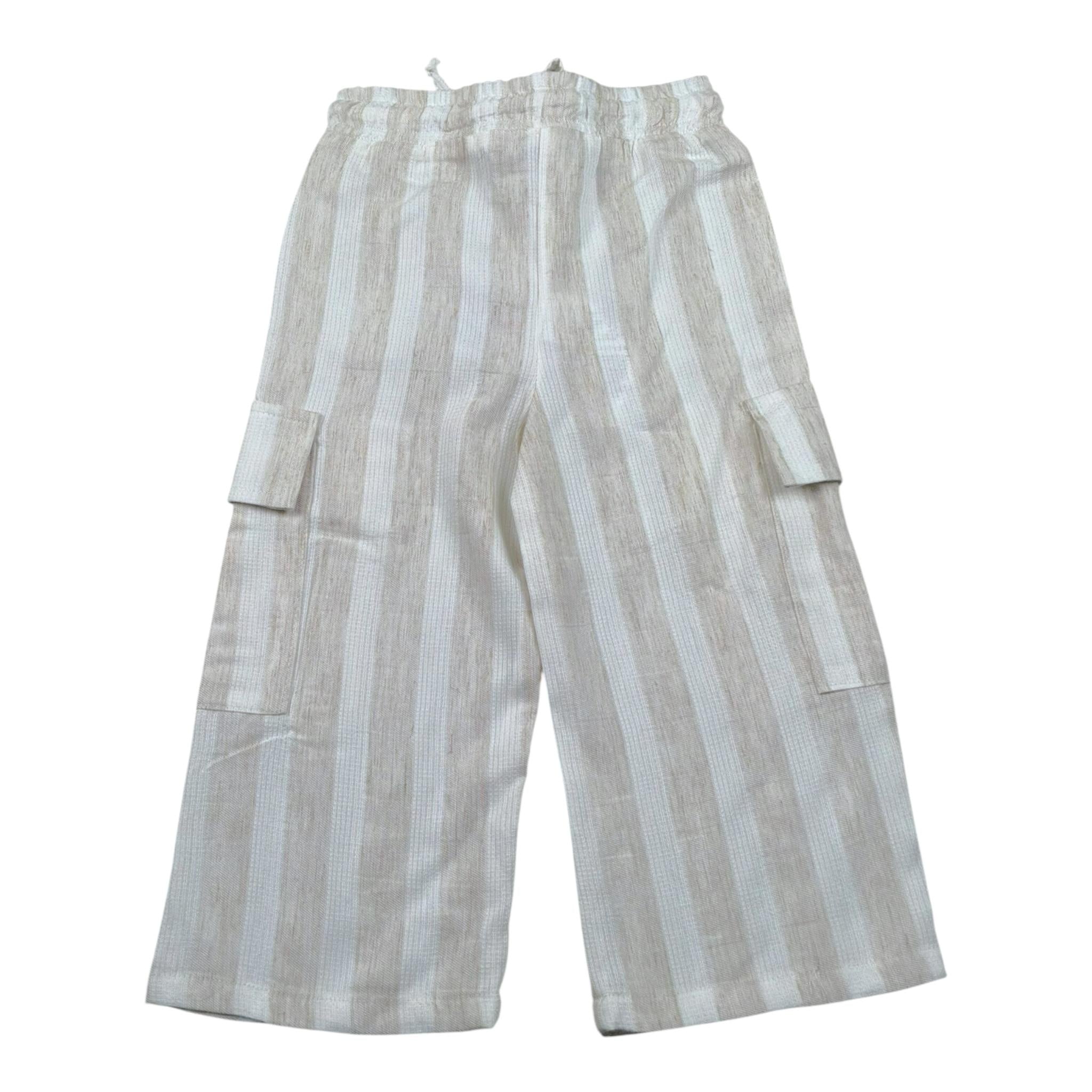 Magil Pantalone Bicolore Fantasia A Righe per Bambina HM25001 BIANCO/BEIGE MAGIL 