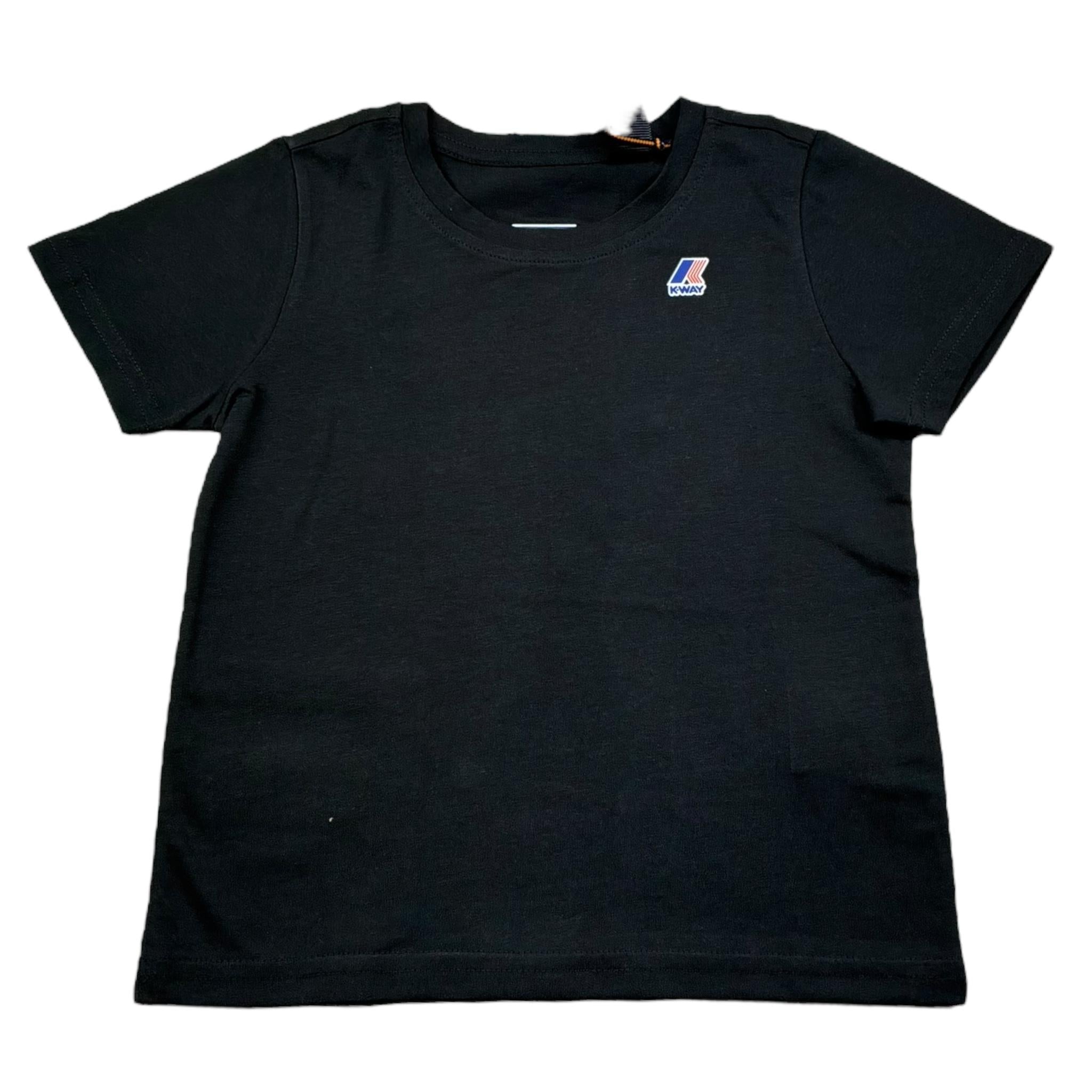 K-Way T-Shirt Girocollo Tinta Unita con Logo per Bambino K4\\4WW NERO K-WAY 