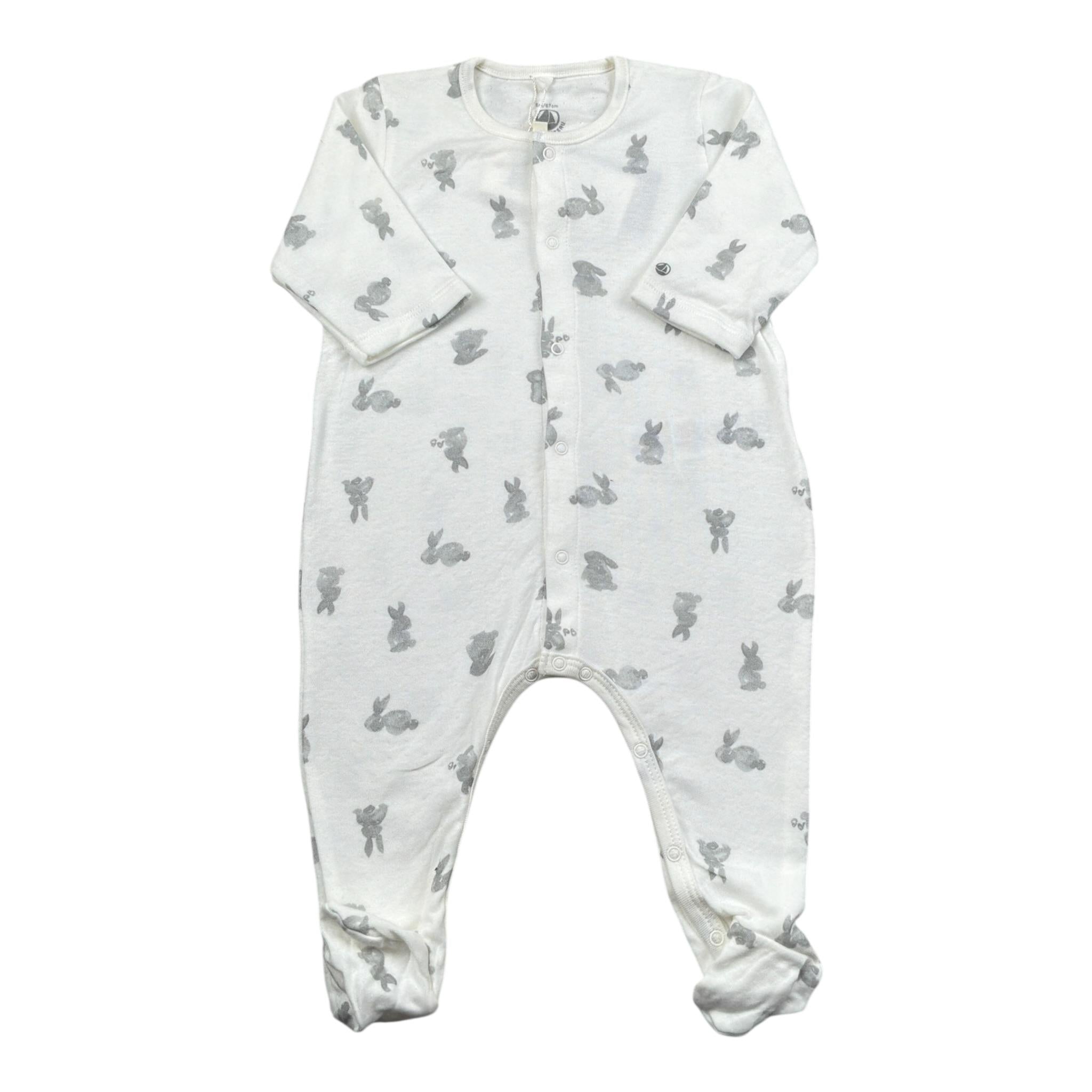 Petit Bateau Tutina tinta unita con Stampa Bianco per Neonato A0822 BIANCO PETIT BATEAU 