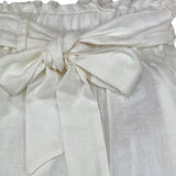 Mariuccia Pantalone Tinta Unita con Cintura Panna per Bambina