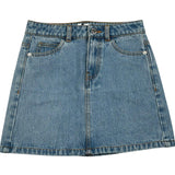 Moschino Gonna In Denim Tinta Unita con Girovita Regolabile per Bambina HDJ044 AZZURRO MOSCHINO 