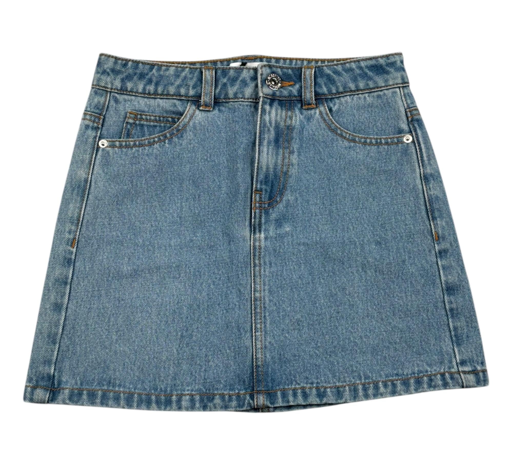 Moschino Gonna In Denim Tinta Unita con Girovita Regolabile per Bambina HDJ044 AZZURRO MOSCHINO 