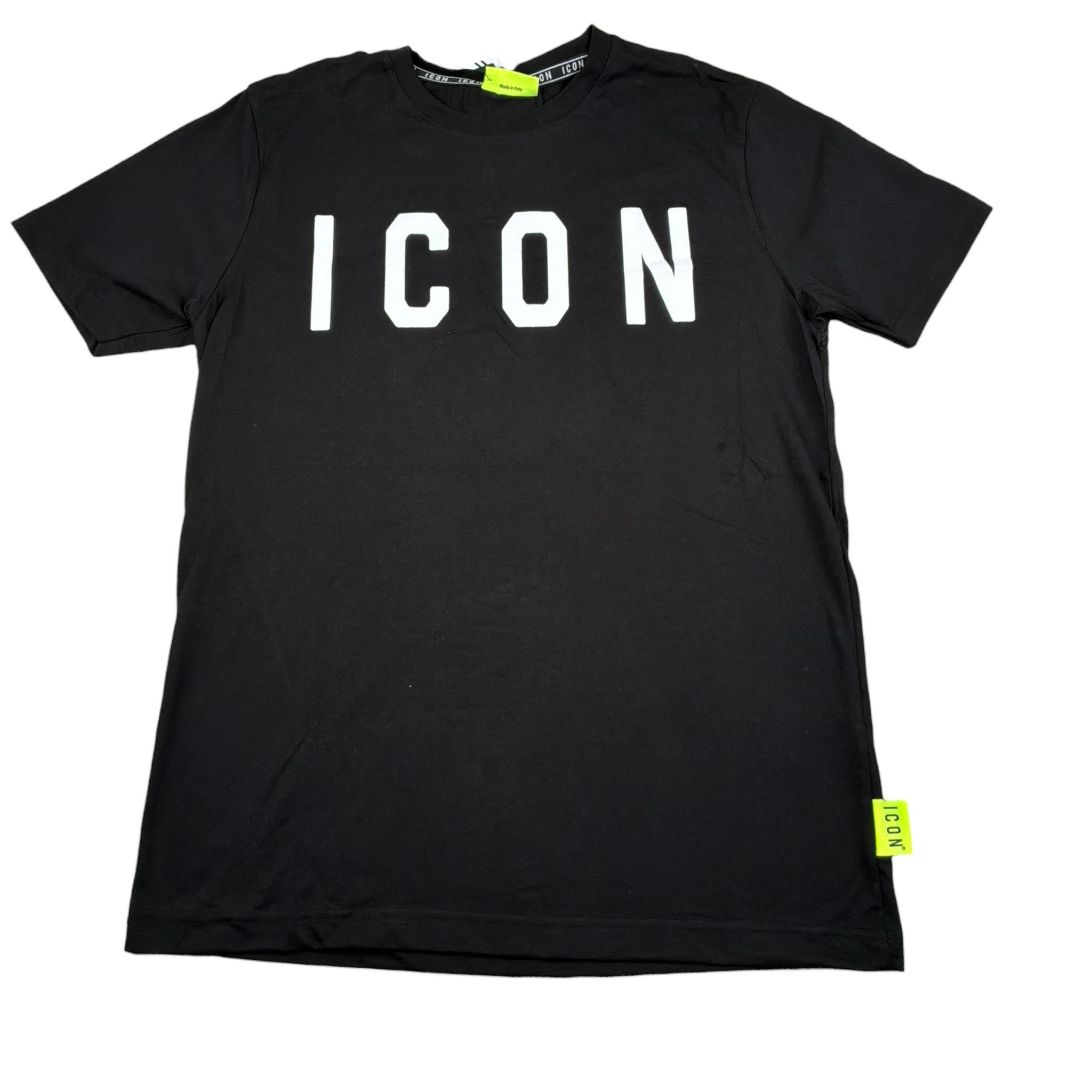 Icon T-Shirt Girocollo Tinta Unita con Logo per Bambino IBKS00489 NERO ICON 