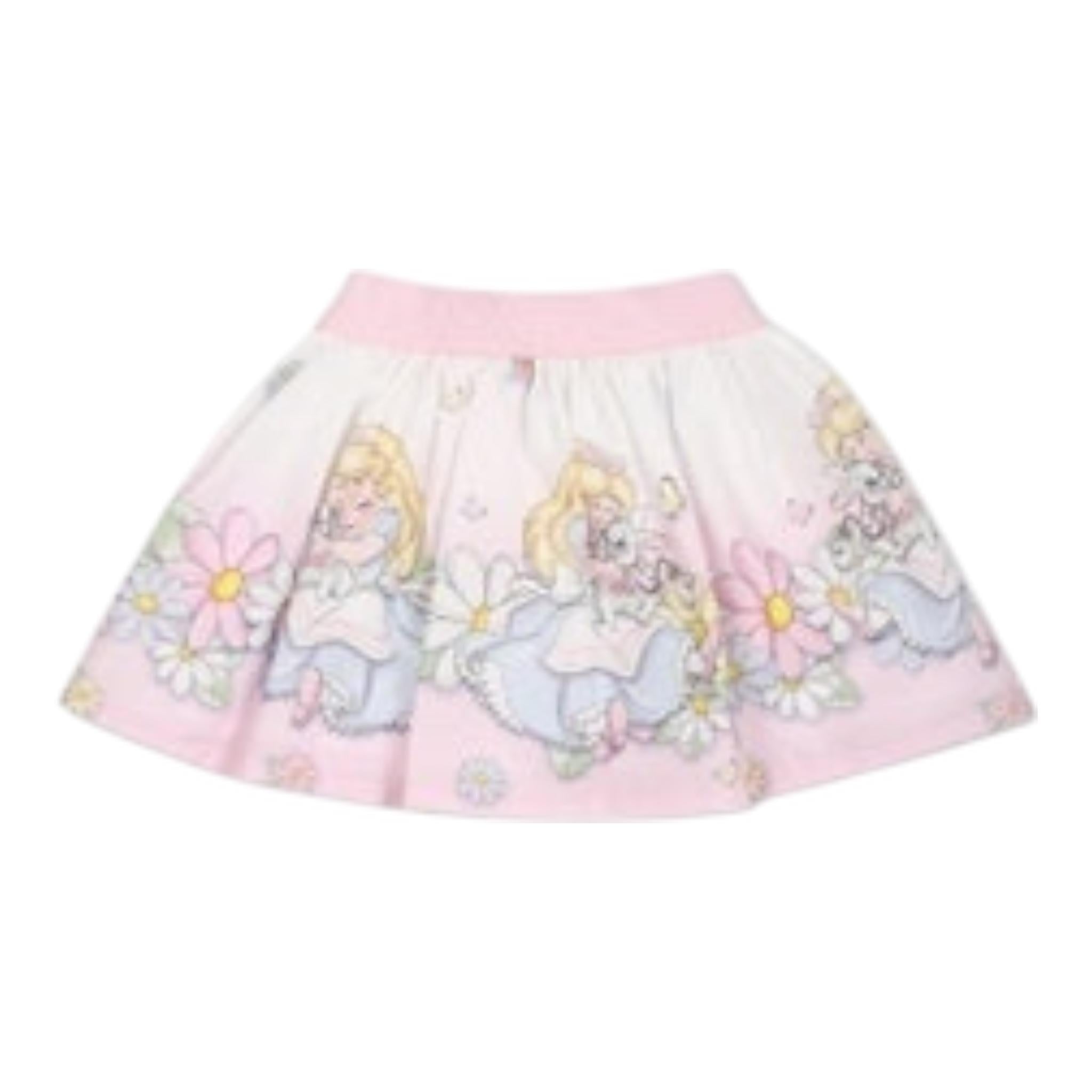 Monnalisa Gonna Tinta Unita con Stampa 'Alice Nel Paese Delle Meraviglie' per Neonata 31E703 ROSA MONNALISA 