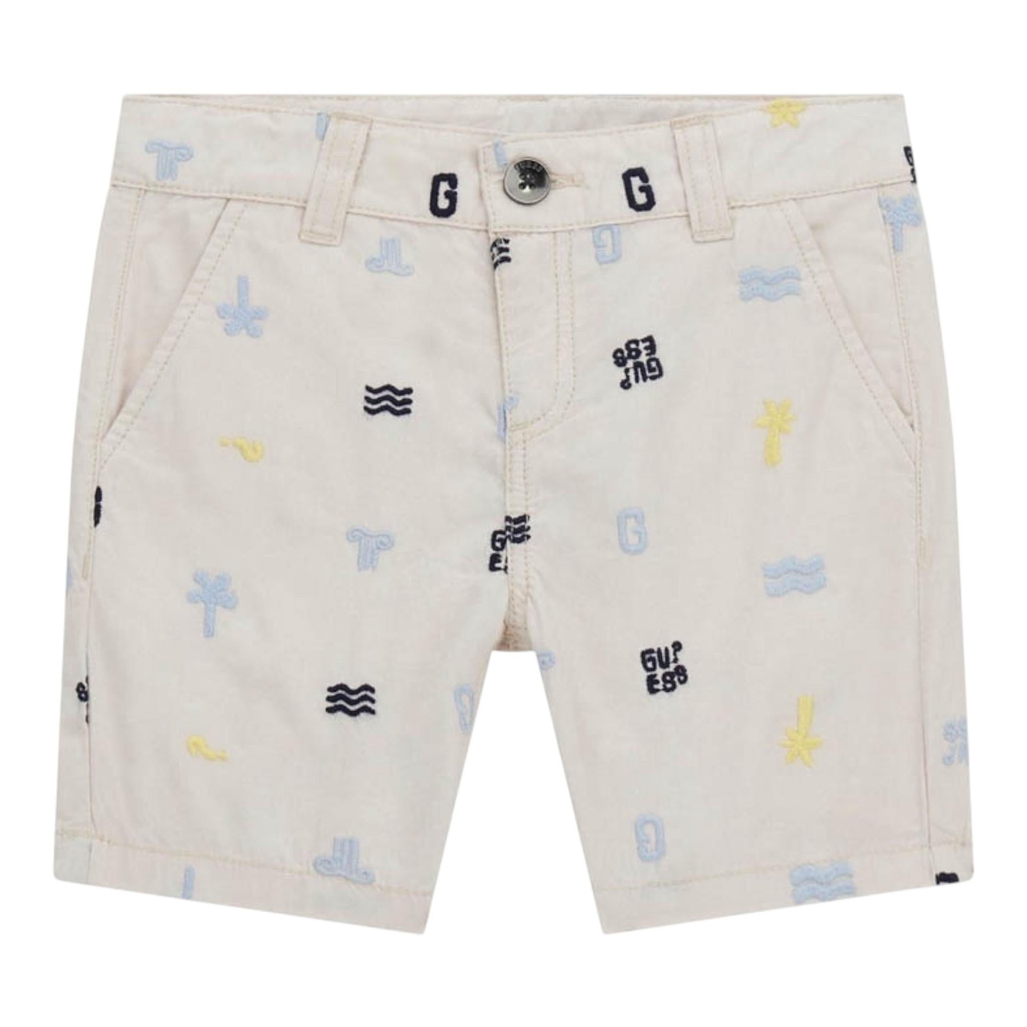 Guess Bermuda Tinta Unita con Girovita Regolabile per Neonato N5GD04WGBT1 BEIGE GUESS 