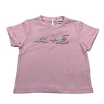M+E' T-Shirt Girocollo tinta unita con Stampa Rosa per Bambina UE1405J ROSA M+E' 
