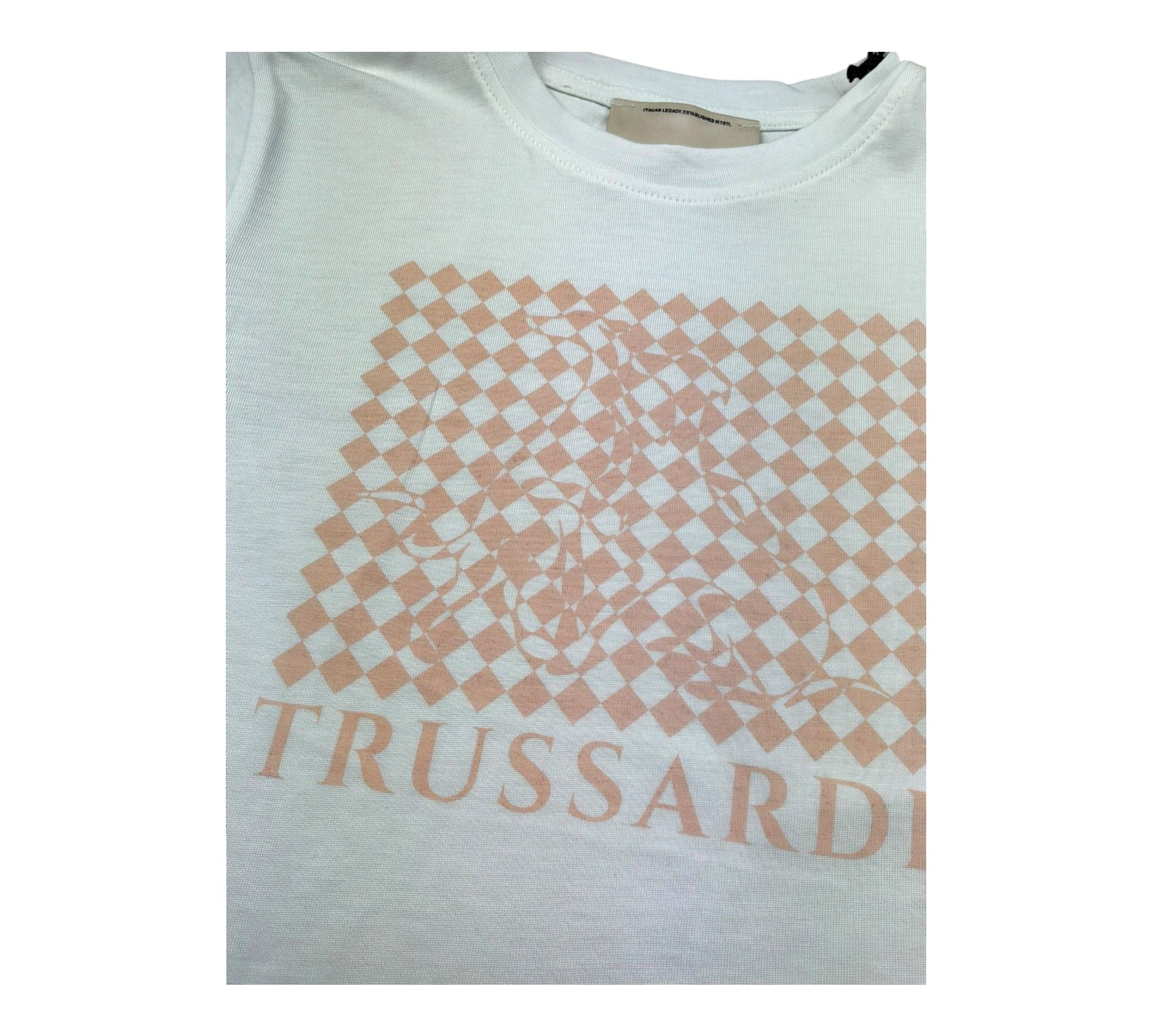 Trussardi T-Shirt Girocollo Tinta Unita con Stampa per Bambina TGP26055TS BIANCO TRUSSARDI 