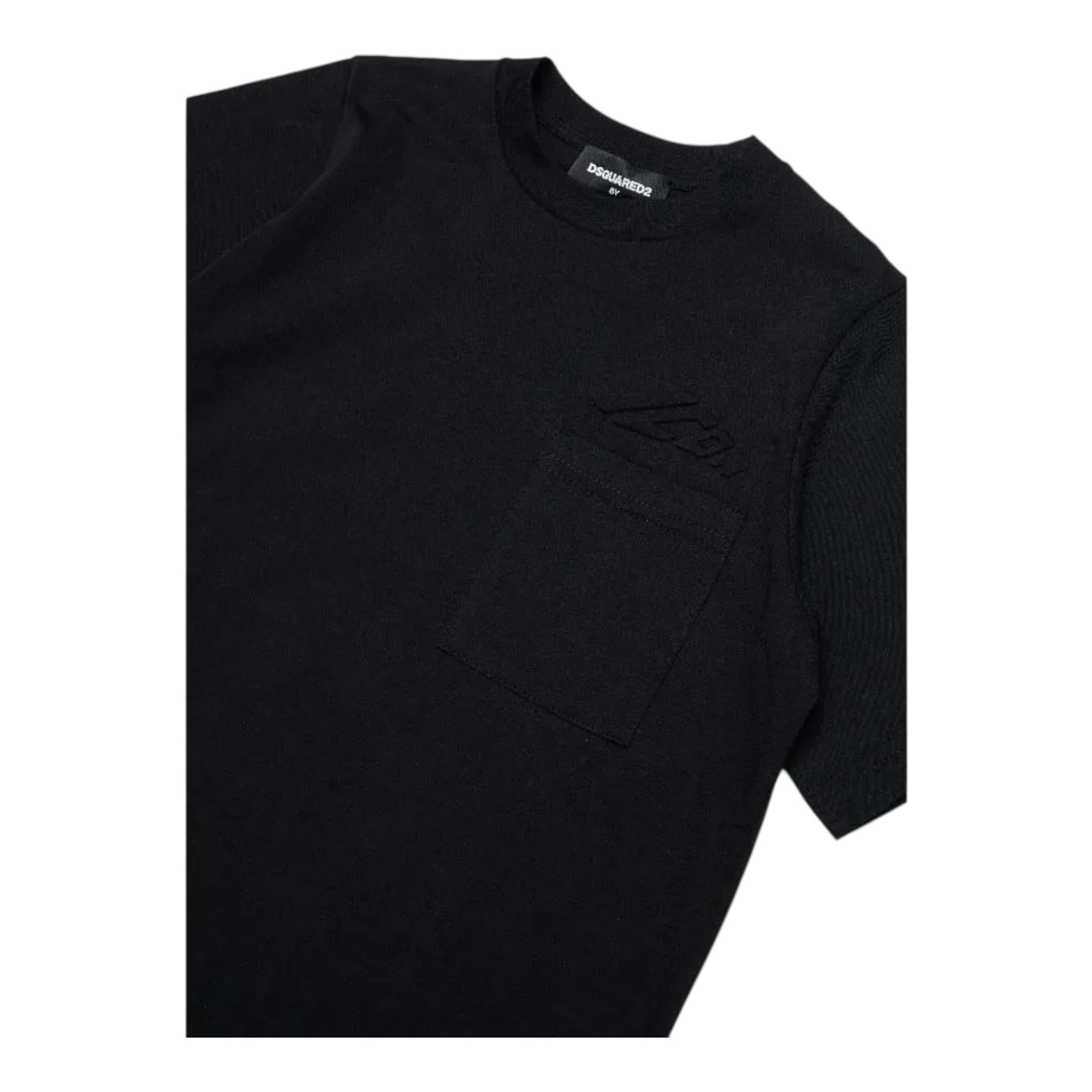 Dsquared2 T-Shirt Girocollo Tinta Unita con Stampa per Bambino DQ2938 NERO DSQUARED2 