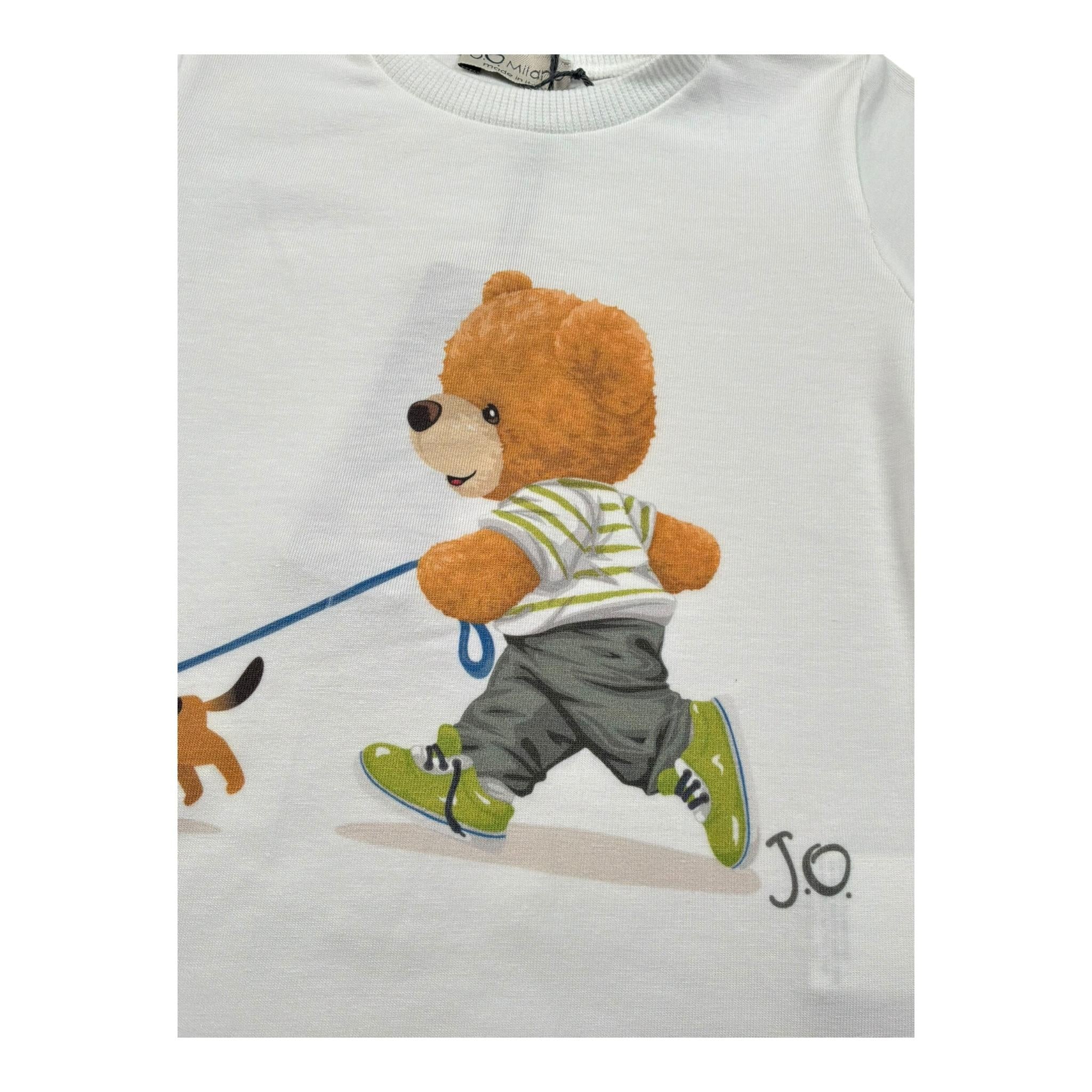 J.O. Milano T-Shirt Girocollo Tinta Unita con Stampa Orso per Neonato 576N4 BIANCO J.O. MILANO 