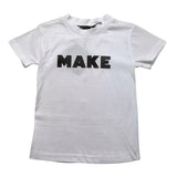 Make T-Shirt Girocollo Tinta Unita Con Stampa Bianco Per Bambino