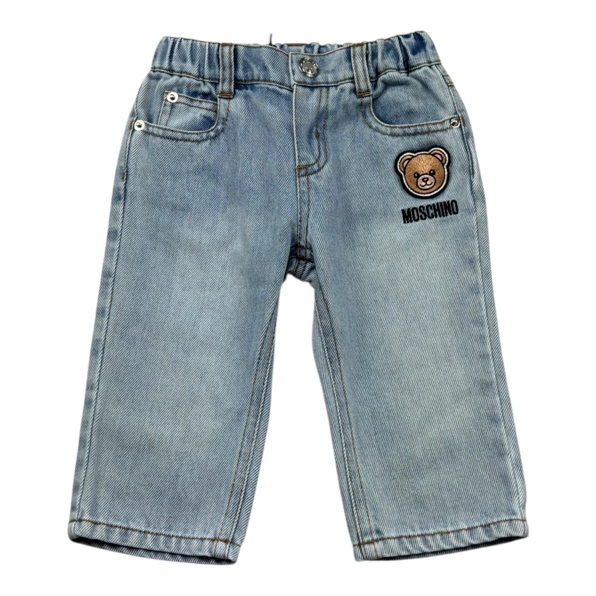 Moschino Jeans Tinta Unita con Elastico In Vita per Neonato MUP05T AZZURRO MOSCHINO 