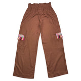 Mariuccia Pantalone Tinta Unita Modello Palazzo Marrone Per Bambina