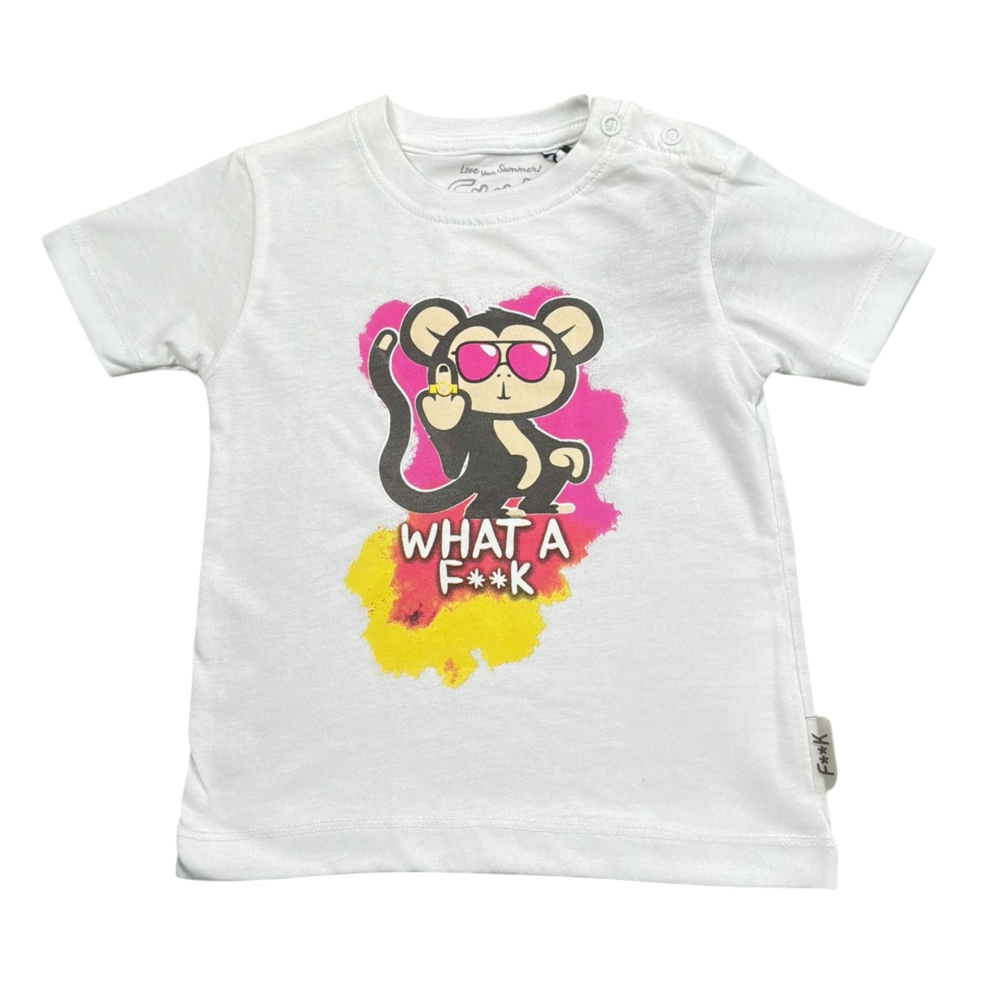 F**K T-Shirt Girocollo Tinta Unita con Stampa per Neonato FJ224203WH BIANCO F**K 