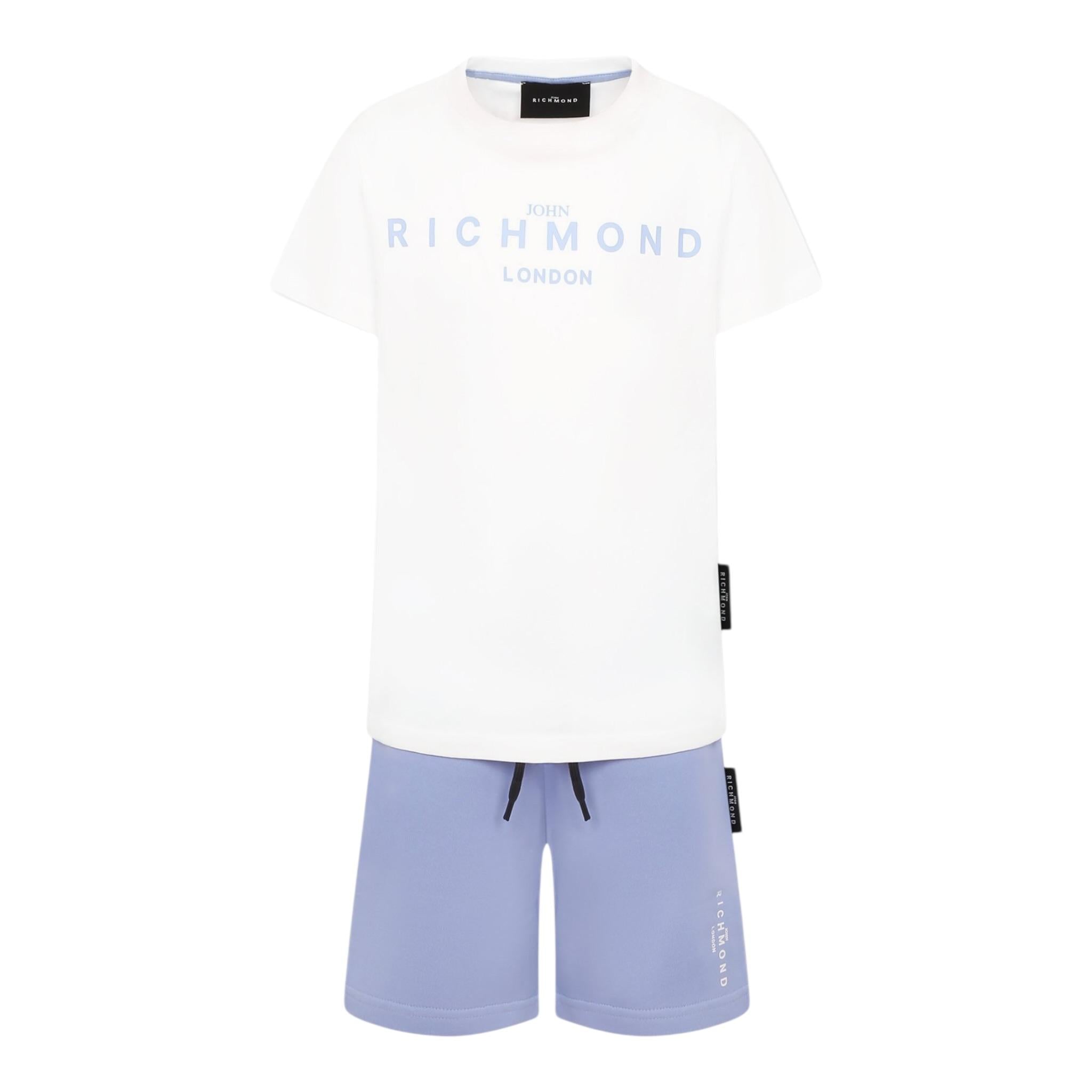 John Richmond Completo 2 Pezzi T-Shirt-Bermuda Bicolore per Bambino BP25008CJ BIANCO/AZZURRO JOHN RICHMOND 