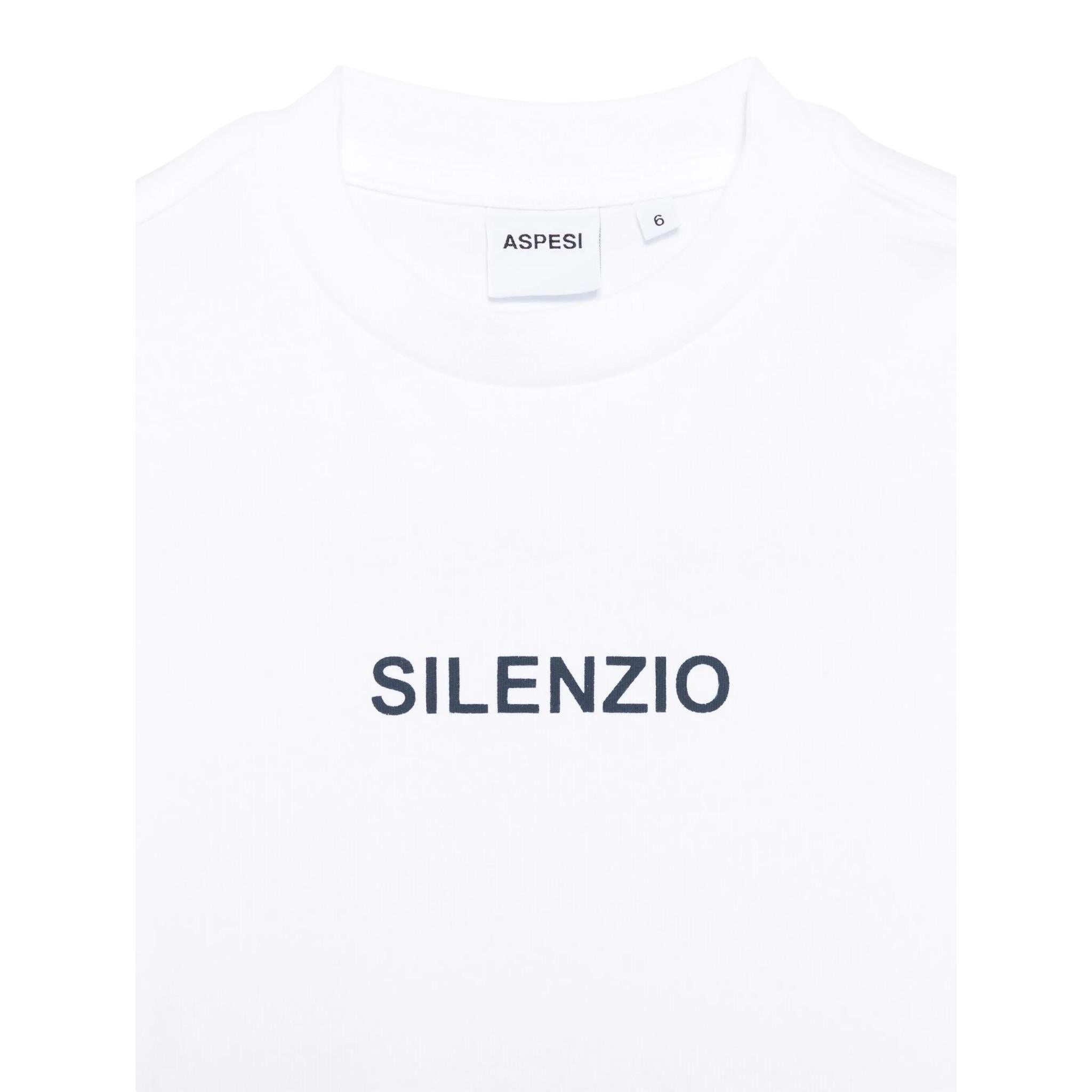 Aspesi T-Shirt Girocollo Tinta Unita con Stampa per Bambino S25022TSM0122XX BIANCO ASPESI 