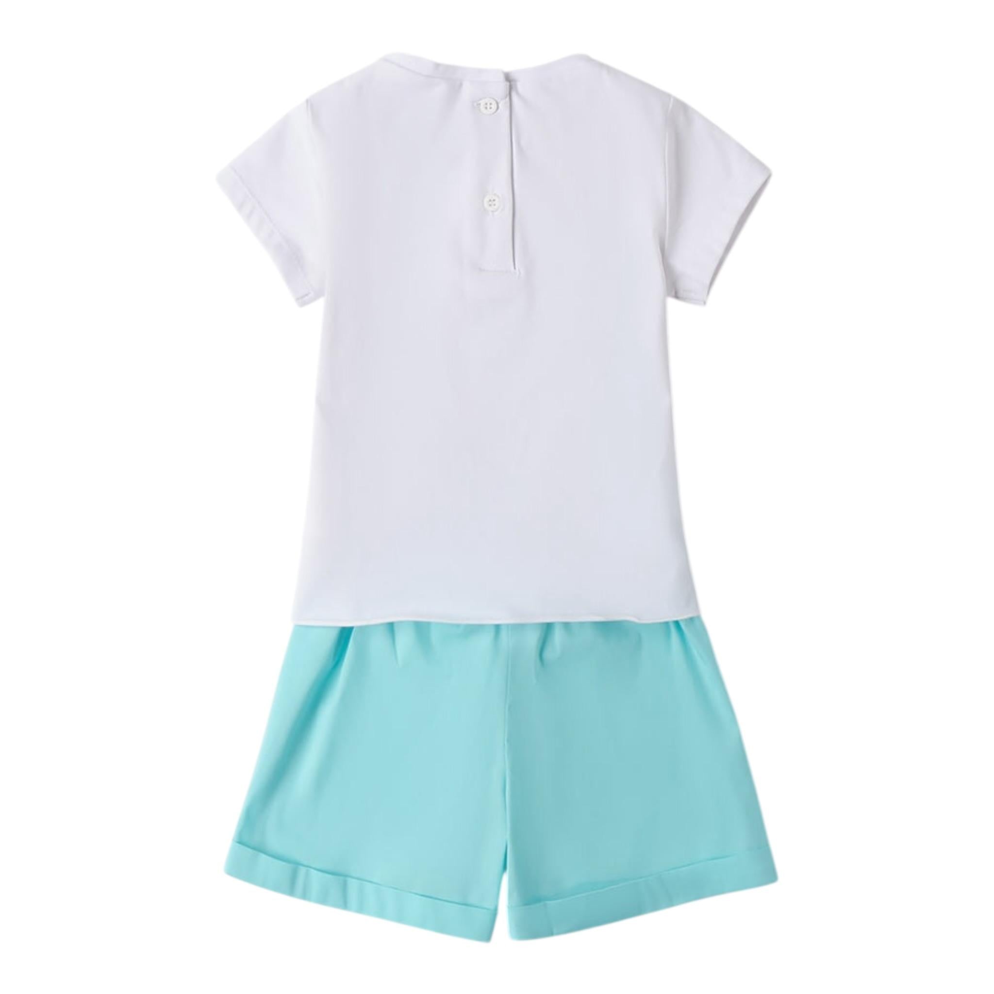 Sarabanda Completo 2 Pezzi T-Shirt-Short Bicolore per Bambina 0B236X BIANCO/AZZURRO SARABANDA 