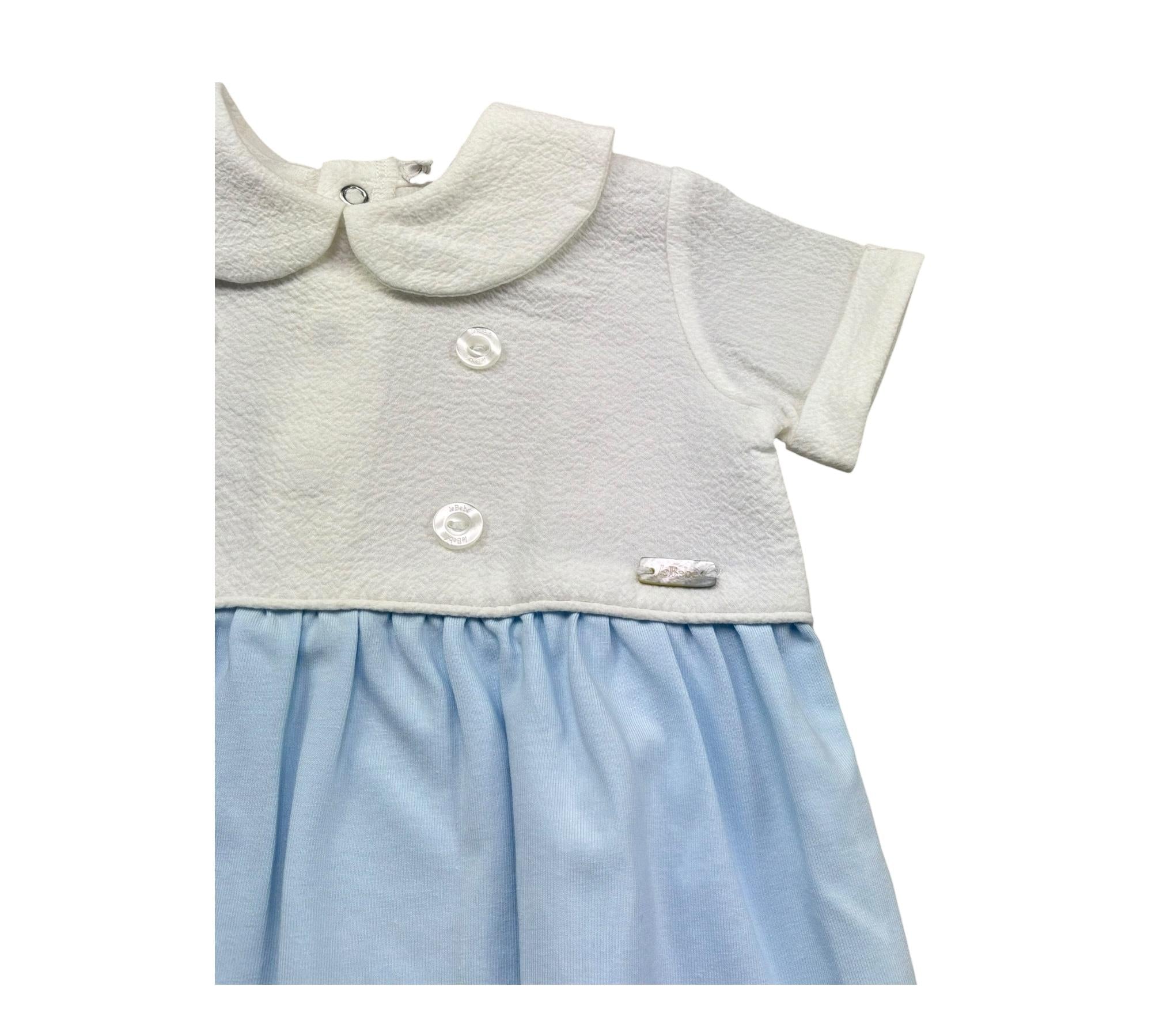 Le Bebe Pagliaccetto Bicolore Mezza Manica per Neonato LBB5300 BIANCO/AZZURRO LE BEBE 