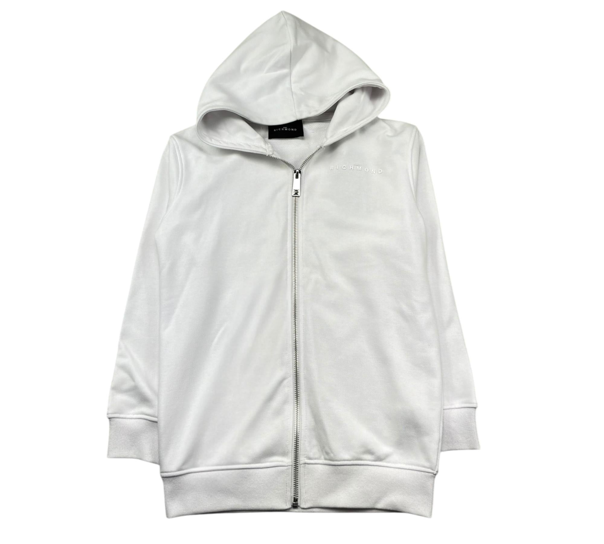 John Richmond Felpa con Zip E Cappuccio Tinta Unita per Bambino RGP26001FE BIANCO JOHN RICHMOND 