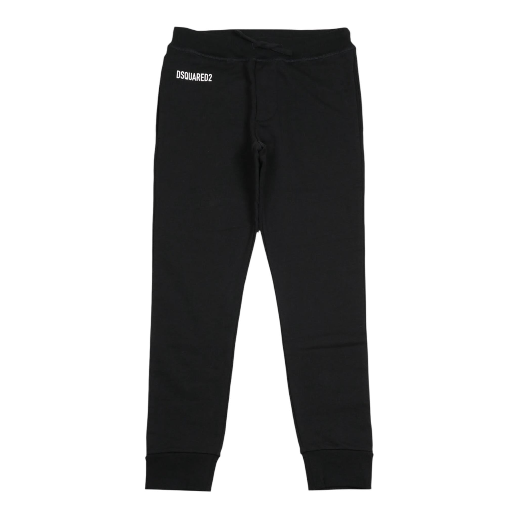 Dsquared2 Pantalone Tuta Tinta Unita con Logo per Bambino DQ2527XXXX NERO DSQUARED2 