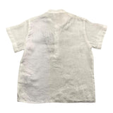 Le Bebe' Camicia Mezza Manica Tinta Unita Collo Coreano Bianco Per Neonato
