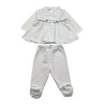 Ninnaoh Completo 2 Pezzi Shirt-Ghettina Tinta Unita con Applicazioni per Neonata E25C53 BIANCO NINNAOH 