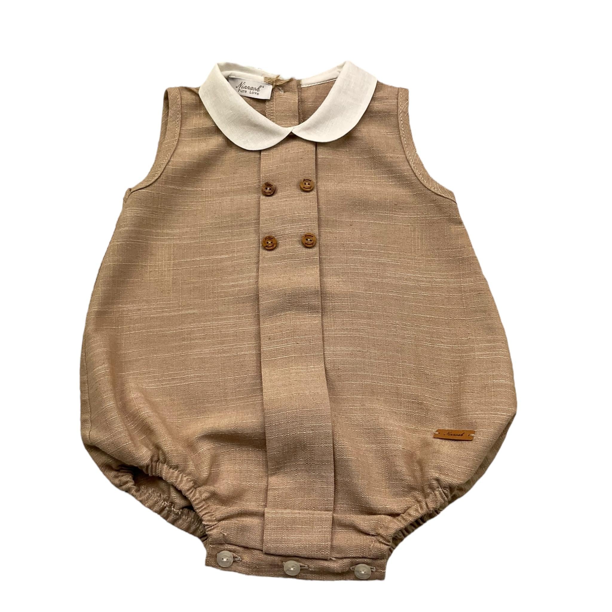 Ninnaoh Ghettina Giromanica Tinta Unita con Colletto per Neonata E25PLP5 SABBIA NINNAOH 