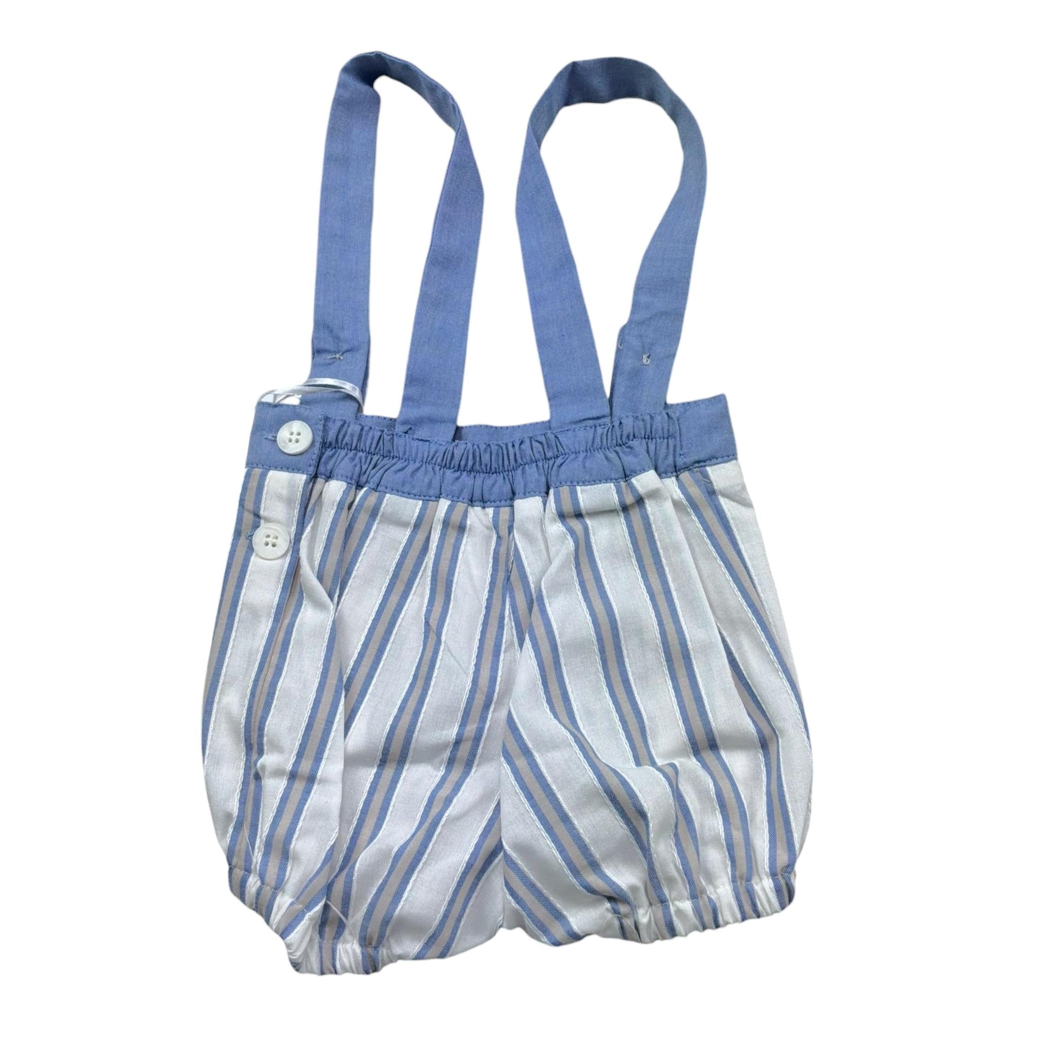 Manuel & Frank Salopette Tinta Unita con Fantasia A Righe per Neonato MF2407I BIANCO/AZZURRO MANUEL & FRANK 