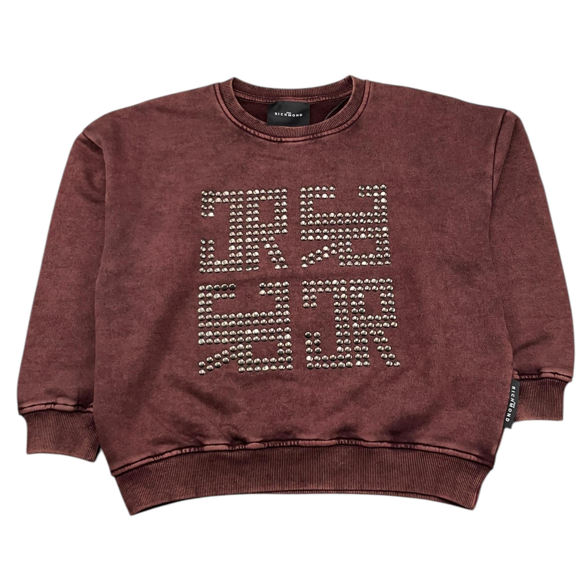 JOHN RICHMOND felpa chiusa girocollo tinta unita con applicazioni Bordeaux per Bambino RBA25113FE BORDEAUX JOHN RICHMOND 