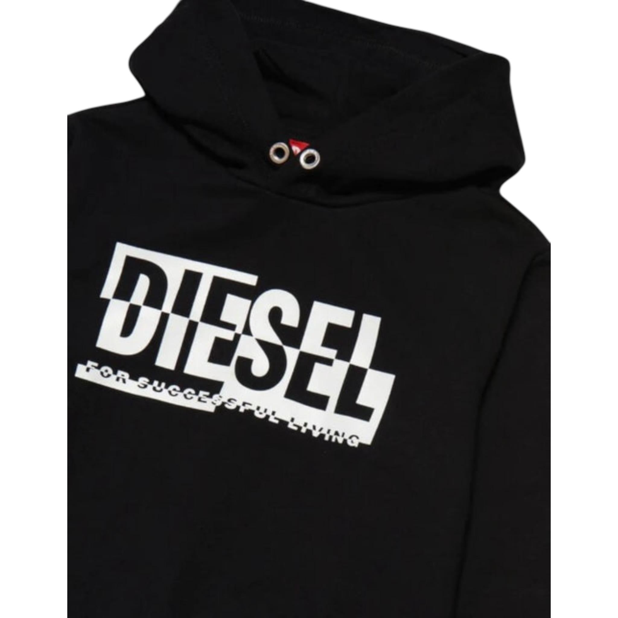 Diesel Felpa Chiusa con Cappuccio Tinta Unita per Bambina J01457X NERO DIESEL 