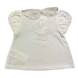 Le Bebe' T-Shirt con Colletto Tinta Unita Bianco per Neonata