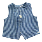 Le Bebe' Gilet Tinta Unita con Fantasia A Righe per Neonato LBB5359 BLU LE BEBE' 