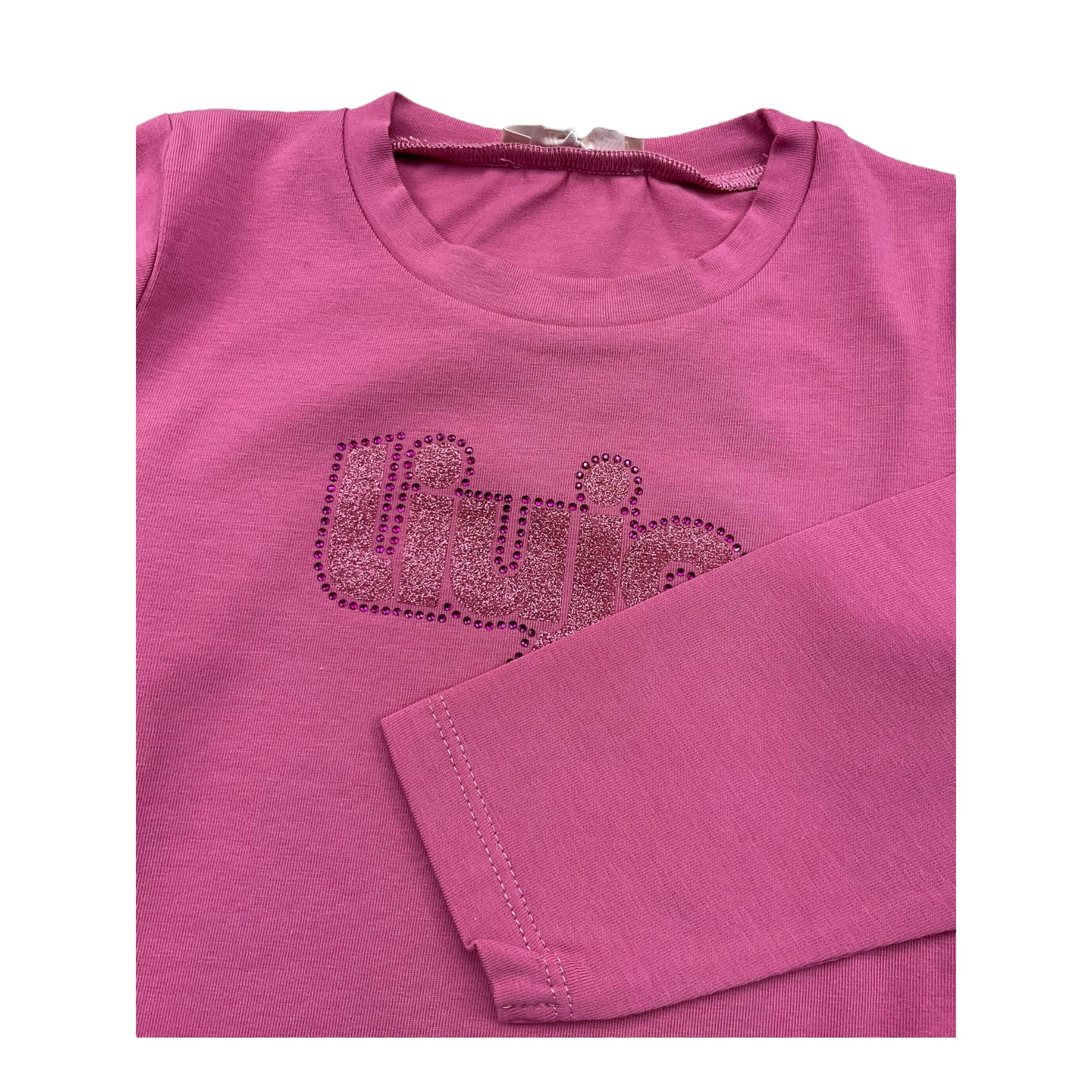 LIU JO shirt girocollo tinta unita con stampa in contrasto Rosa per Neonata KF3048 ROSA LIU JO 
