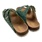 Colors Of California Sandali Tinta Unita Con Fibie Glitterati Verde Per Bambina