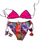 4Giveness Costume 2 Pz Triangolo-Slip Tinta Unita Con Fantasia Fuxia Per Bambina
