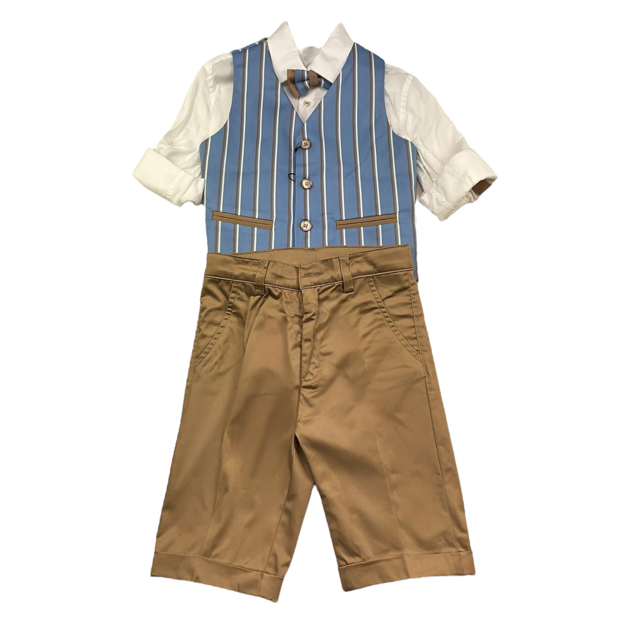 Mai'S Kids Completo 4 Pezzi Camicie-Gilet.Pantalone-Papillon per Bambino FRANK AZZURRO MAI'S KIDS 
