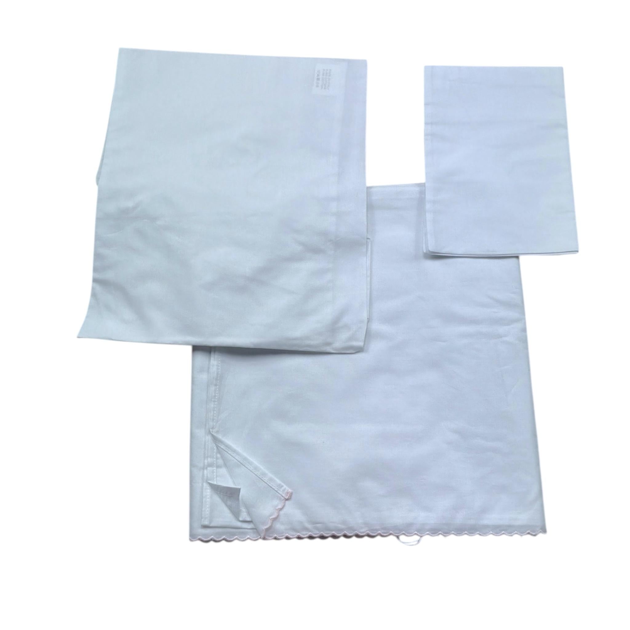 Le Bebe' Lenzuola Set 3 Pezzi Tinta Unita con Stampa per Neonata LBG6215 BIANCO LE BEBE' 