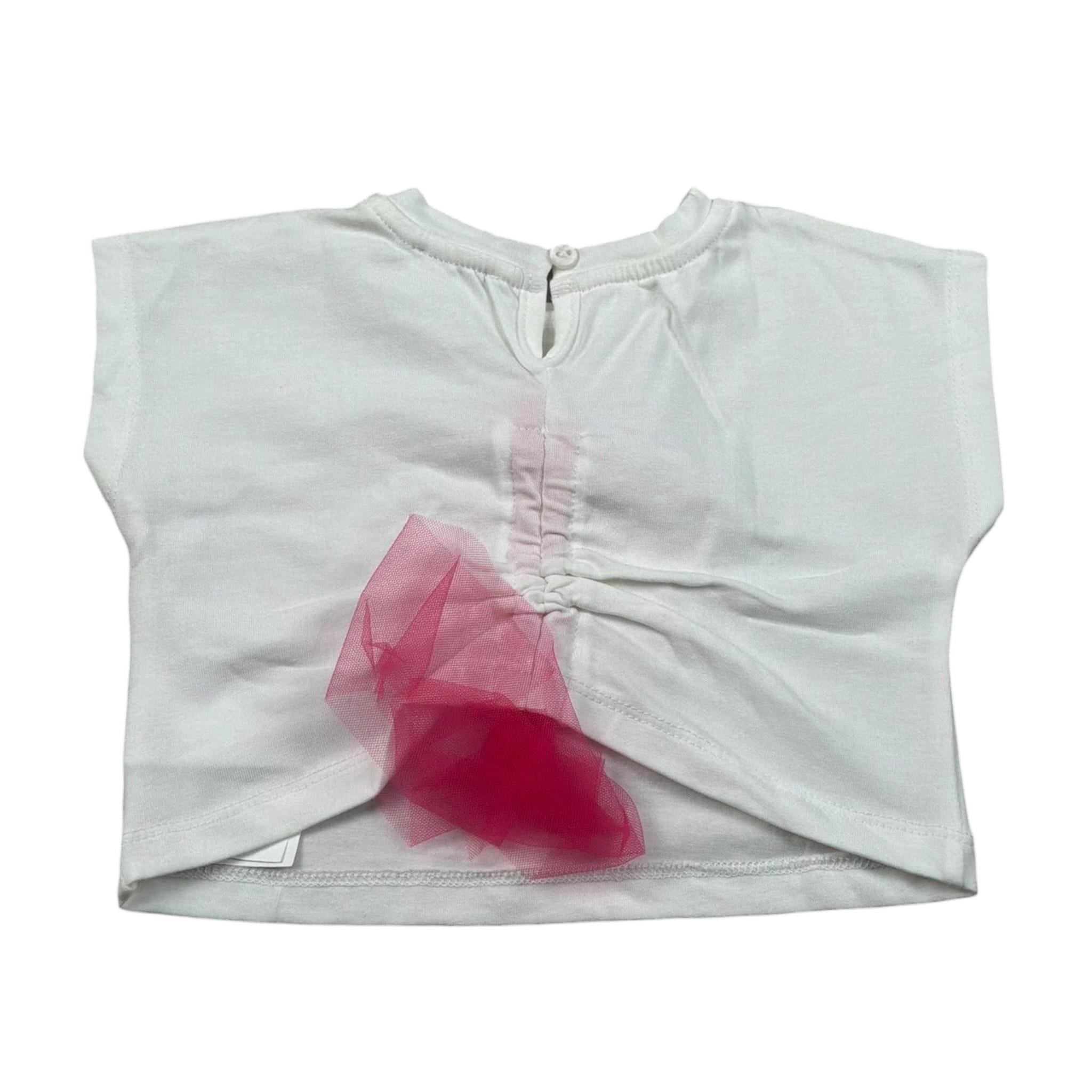 M+E' T-Shirt Girocollo Tinta Unita con Stampa per Neonata UE1383 BIANCO M+E' 